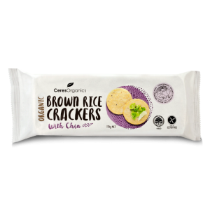 Organic Rice Crackers – Brown Rice with Chia 115g (Ceres)